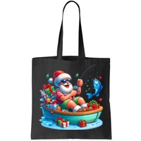 Santa Claus Fishing Christmas In July Beach River Summer Tote Bag