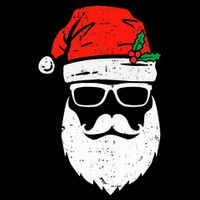 Santa Claus Face Sunglasses with Hat Beard Christmas  Drawstring Bag