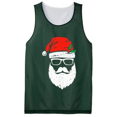 Santa Claus Face Sunglasses with Hat Beard Christmas  Mesh Reversible Basketball Jersey Tank