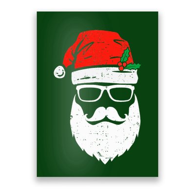 Santa Claus Face Sunglasses with Hat Beard Christmas  Poster