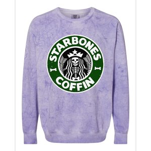 Starbones Coffin Funny Horror Coffee Colorblast Crewneck Sweatshirt