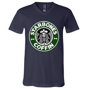 Starbones Coffin Funny Horror Coffee V-Neck T-Shirt