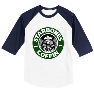 Starbones Coffin Funny Horror Coffee Baseball Sleeve Shirt