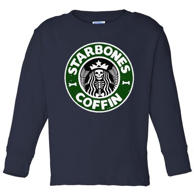 Starbones Coffin Funny Horror Coffee Toddler Long Sleeve Shirt