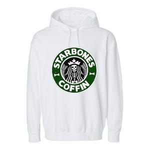 Starbones Coffin Funny Horror Coffee Garment-Dyed Fleece Hoodie