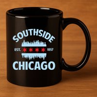Southside Chicago Flag Skyline Great Gift 11oz C Handle Ceramic Mug