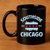 Southside Chicago Flag Skyline Great Gift 11oz C Handle Ceramic Mug