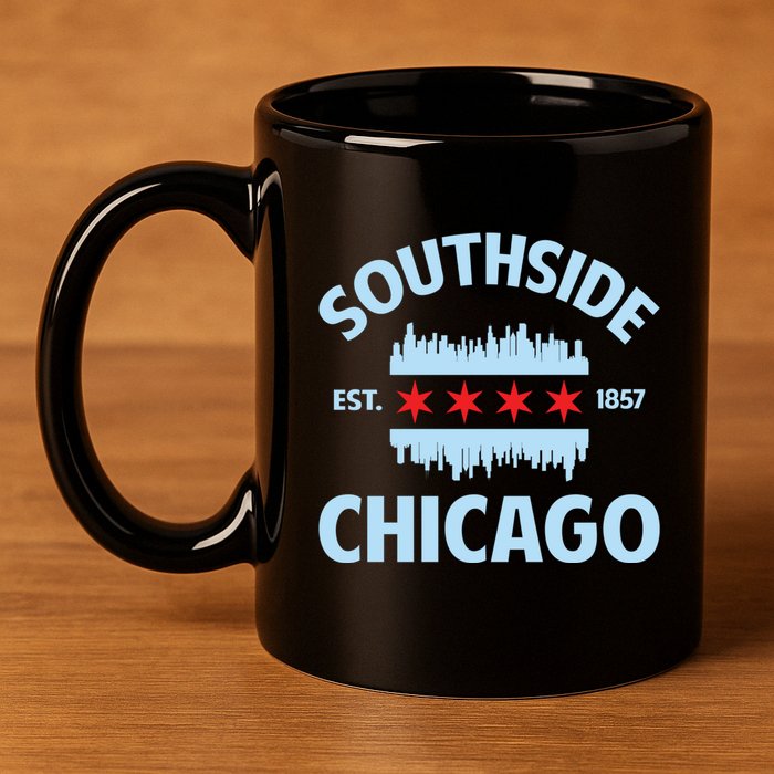 Southside Chicago Flag Skyline Great Gift 11oz C Handle Ceramic Mug