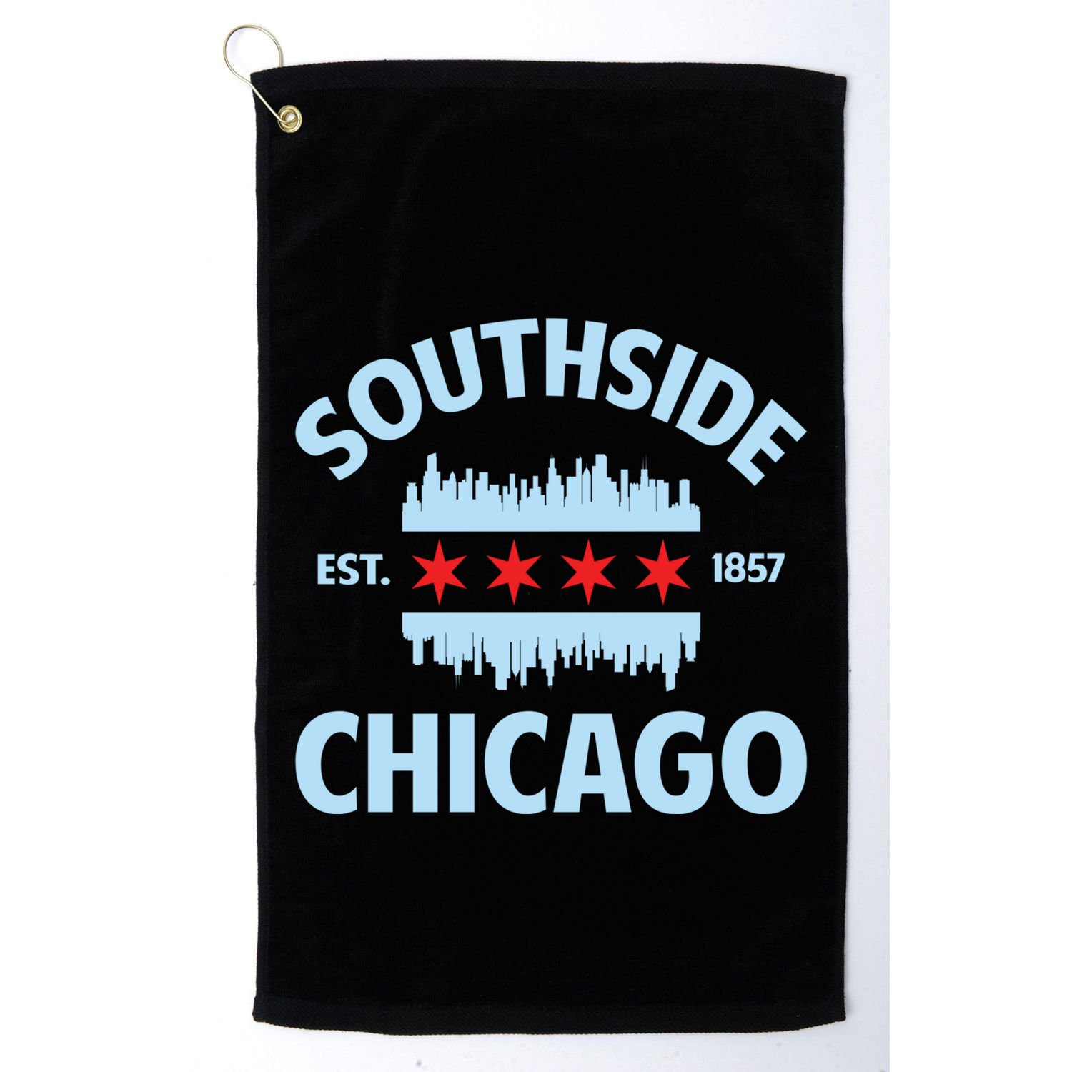 Southside Chicago Flag Skyline Great Gift Golf Towel