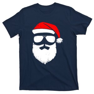 Santa Claus Face Sunglasses With Hat Beard Funny Christmas Gift T-Shirt