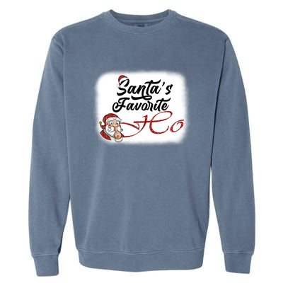 Santa Claus Favorite Ho's Bleached Gift Garment-Dyed Sweatshirt