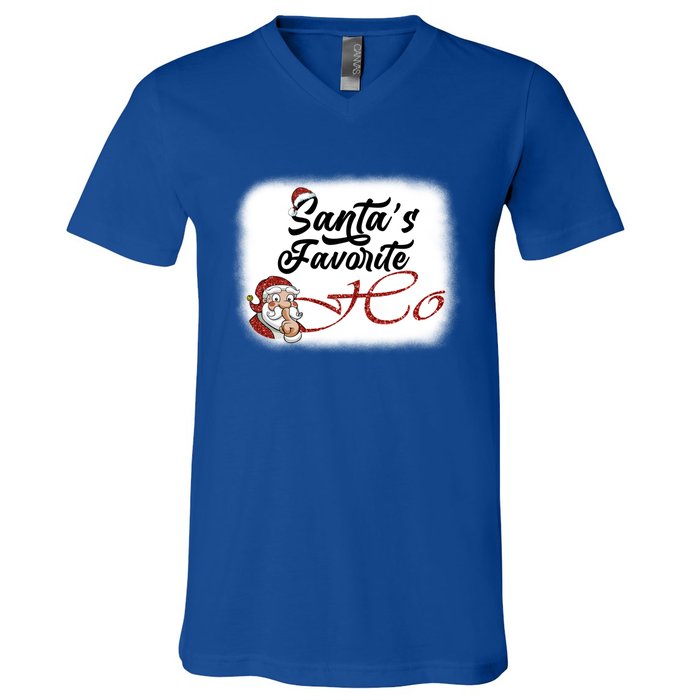 Santa Claus Favorite Ho's Bleached Gift V-Neck T-Shirt