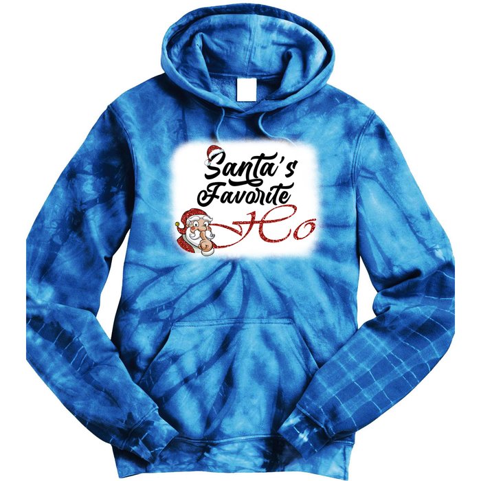 Santa Claus Favorite Ho's Bleached Gift Tie Dye Hoodie