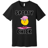 Sporty Chick Fun Womens Sports Cute Pink Softball Cap Shoes Premium T-Shirt