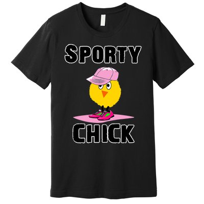 Sporty Chick Fun Womens Sports Cute Pink Softball Cap Shoes Premium T-Shirt