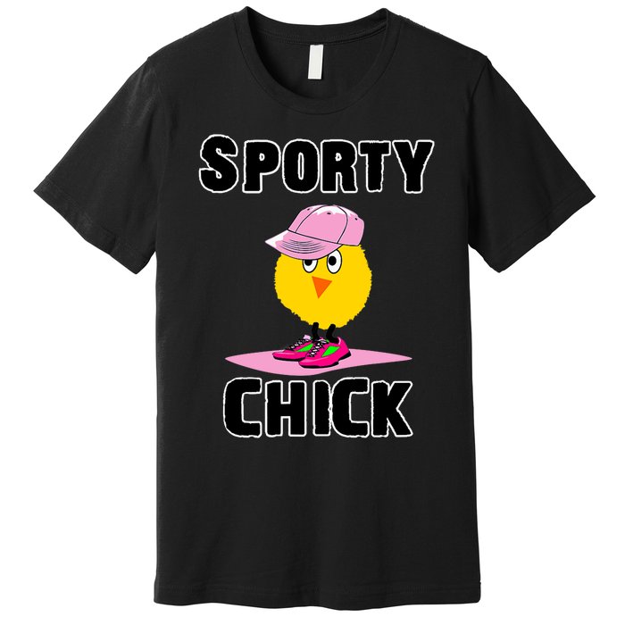 Sporty Chick Fun Womens Sports Cute Pink Softball Cap Shoes Premium T-Shirt