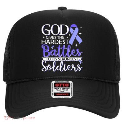 Stomach Cancer Fighter Survivor Periwinkle Ribbon  High Crown Mesh Back Trucker Hat