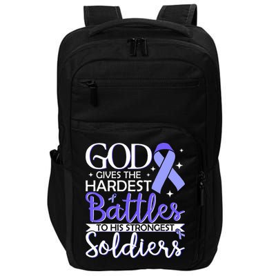 Stomach Cancer Fighter Survivor Periwinkle Ribbon  Impact Tech Backpack