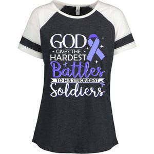 Stomach Cancer Fighter Survivor Periwinkle Ribbon  Enza Ladies Jersey Colorblock Tee