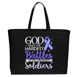 Stomach Cancer Fighter Survivor Periwinkle Ribbon  Cotton Canvas Jumbo Tote