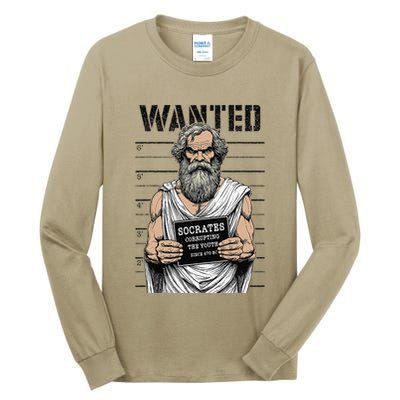 Socrates Corrupting Funny Philosophy Police Mugshot Tall Long Sleeve T-Shirt