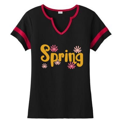 Spring Cute Floral Season Ladies Halftime Notch Neck Tee