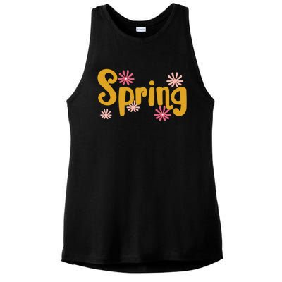 Spring Cute Floral Season Ladies PosiCharge Tri-Blend Wicking Tank