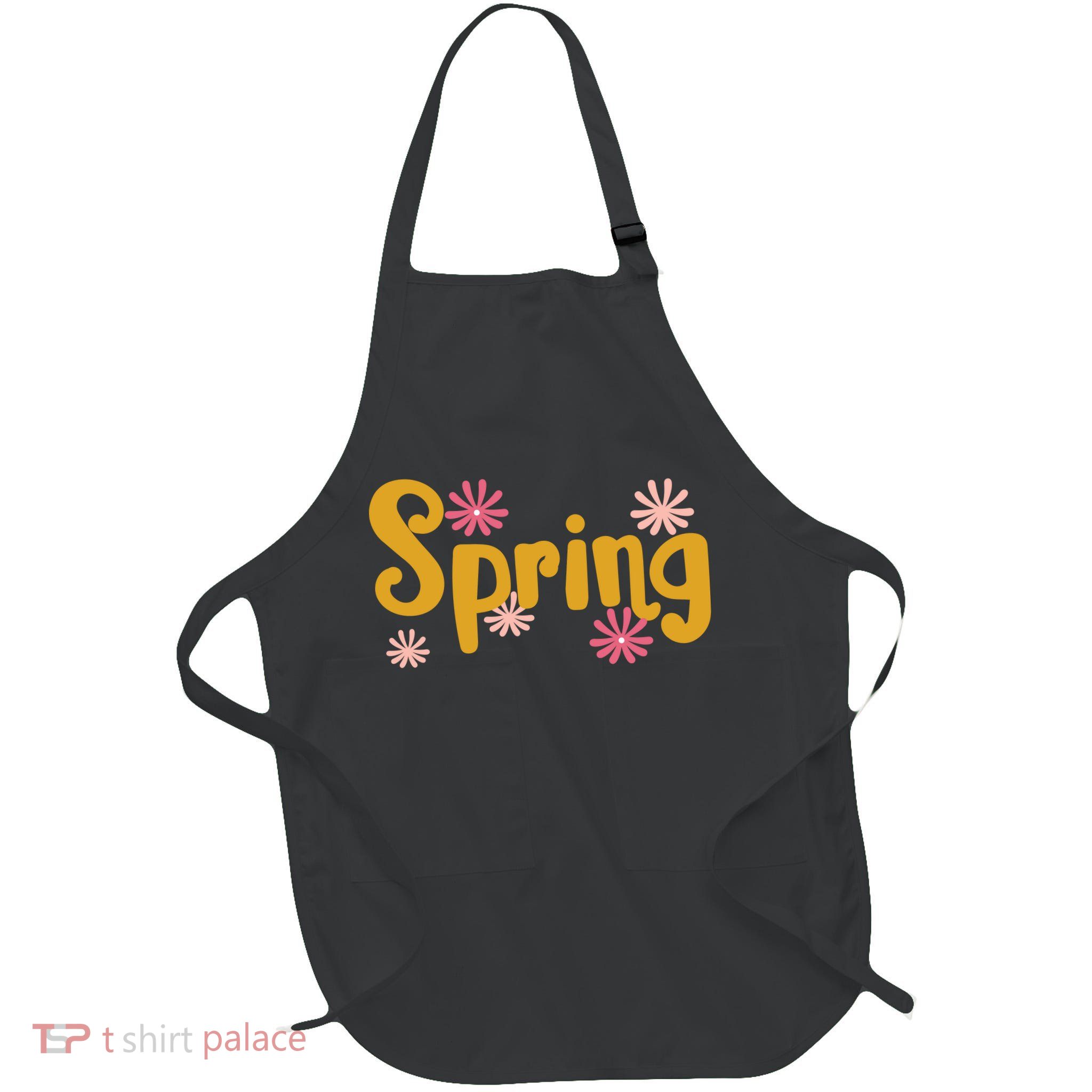 Spring Cute Floral Season Full-Length Apron With Pockets