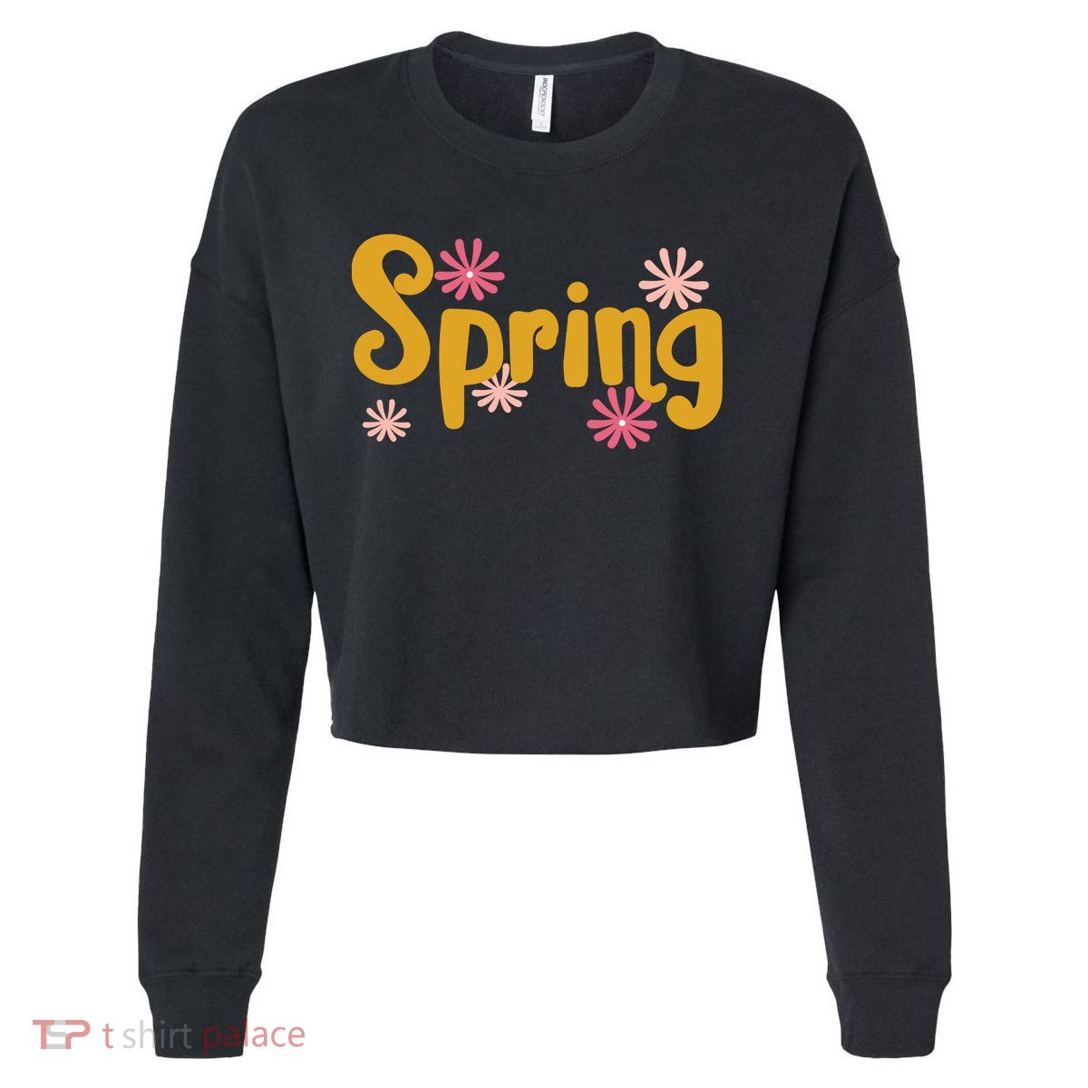 Spring Cute Floral Season Cropped Pullover Crew