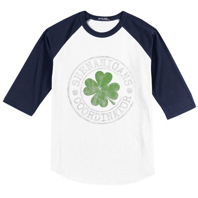 Shenanigans Coordinator Funny Irish Clovers St Patricks Day Baseball Sleeve Shirt