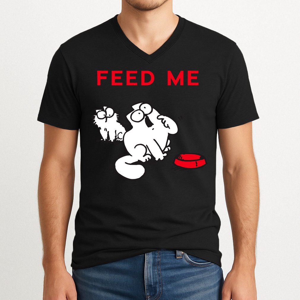Simon's Cat Feed Me Cat V-Neck T-Shirt