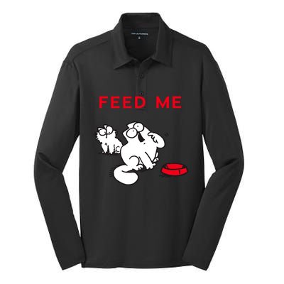 Simon's Cat Feed Me Cat Silk Touch Performance Long Sleeve Polo