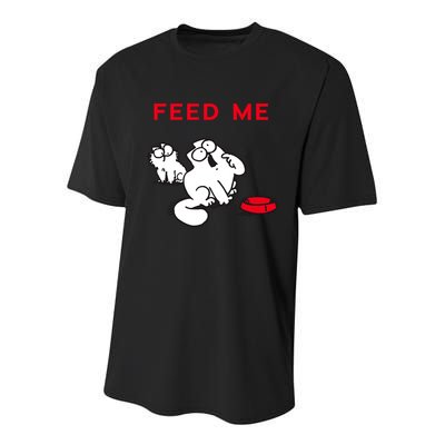 Simon's Cat Feed Me Cat Youth Performance Sprint T-Shirt