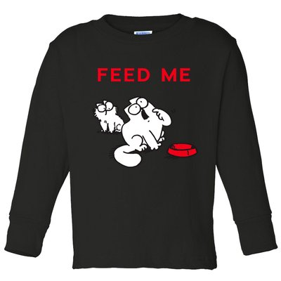 Simon's Cat Feed Me Cat Toddler Long Sleeve Shirt