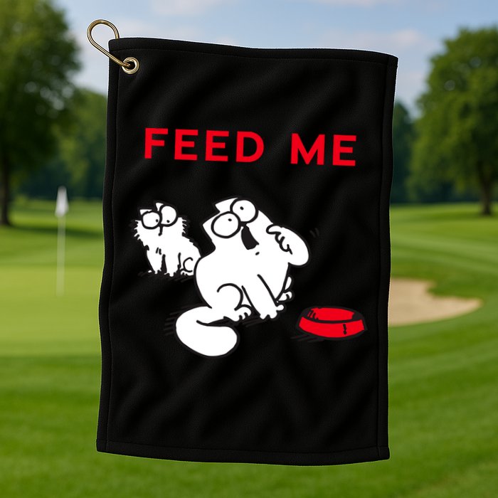 Simon's Cat Feed Me Cat Golf Towel