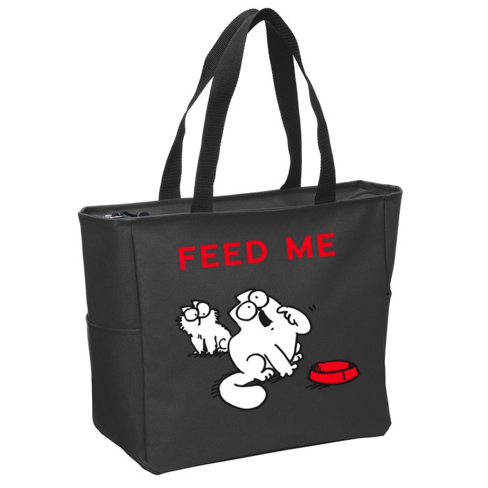 Simon's Cat Feed Me Cat Zip Tote Bag