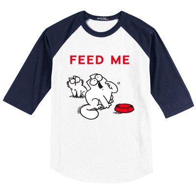 Simon's Cat Feed Me Cat Baseball Sleeve Shirt