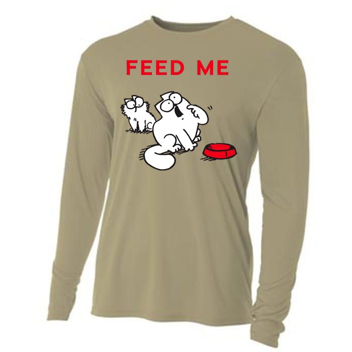 Simon's Cat Feed Me Cat Cooling Performance Long Sleeve Crew