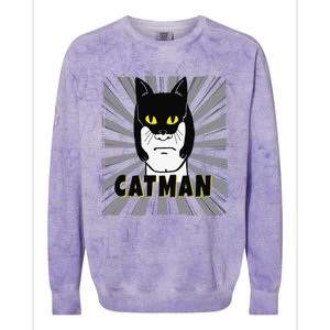 Superhero CatMan Funny Cat Dad Cat Lovers Colorblast Crewneck Sweatshirt