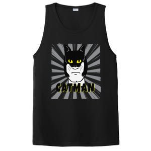 Superhero CatMan Funny Cat Dad Cat Lovers PosiCharge Competitor Tank