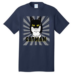 Superhero CatMan Funny Cat Dad Cat Lovers Tall T-Shirt