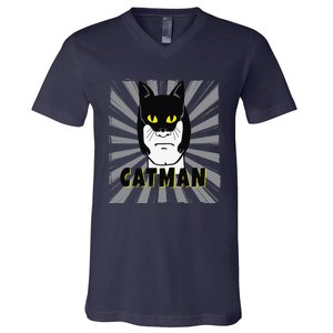 Superhero CatMan Funny Cat Dad Cat Lovers V-Neck T-Shirt