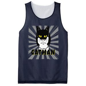 Superhero CatMan Funny Cat Dad Cat Lovers Mesh Reversible Basketball Jersey Tank