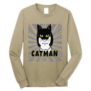 Superhero CatMan Funny Cat Dad Cat Lovers Long Sleeve Shirt