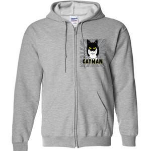 Superhero CatMan Funny Cat Dad Cat Lovers Full Zip Hoodie