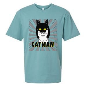 Superhero CatMan Funny Cat Dad Cat Lovers Sueded Cloud Jersey T-Shirt