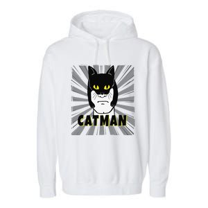 Superhero CatMan Funny Cat Dad Cat Lovers Garment-Dyed Fleece Hoodie