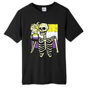 Skeleton Coffee Fun Enby Pride Flag Lgbt Tall Fusion ChromaSoft Performance T-Shirt