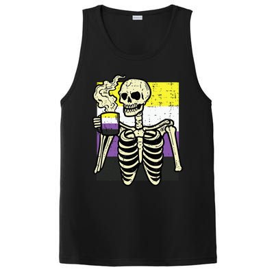 Skeleton Coffee Fun Enby Pride Flag Lgbt PosiCharge Competitor Tank