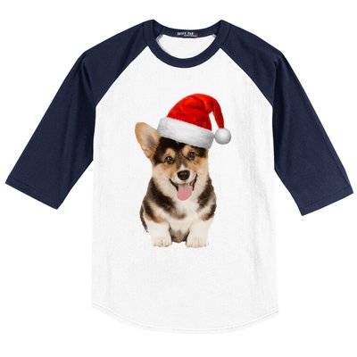 Santa Corgi Funny Gift For Dog Lovers Corgi Christmas Gift Baseball Sleeve Shirt